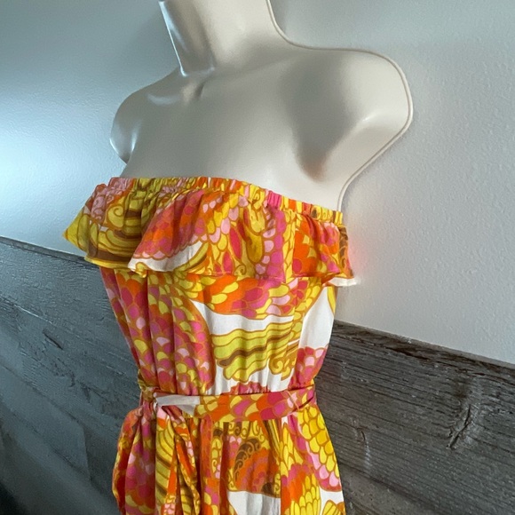 Banana Republic X Trina Turk ruffle 100% silk maxi dress Size 6P petite - Picture 3 of 8